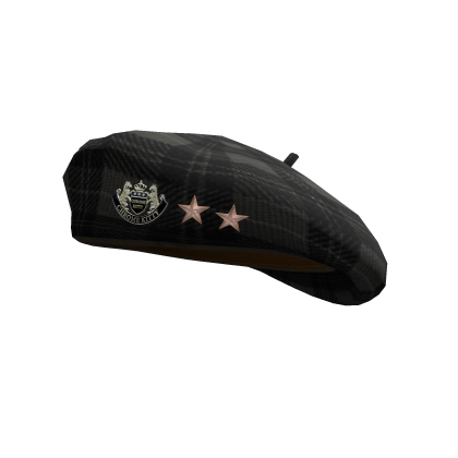 Black Scottish Tartan Beret w/ Star Pins