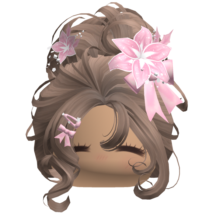 ♡ Christmas Flowery Bun Updo (Brown)