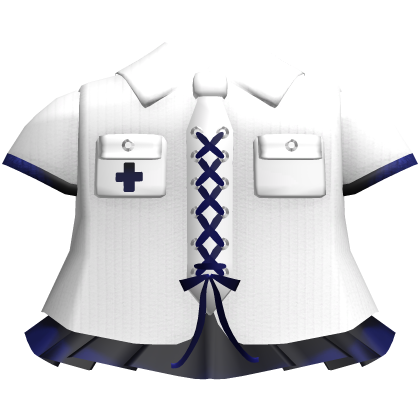 Gothic emo school laced button dress in white blue Roblox item