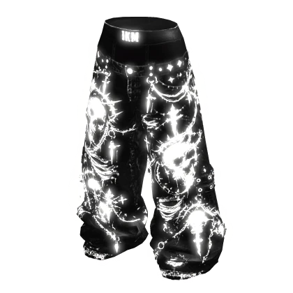 Gothic Baggy Pants Black/White Emissive  Roblox item render