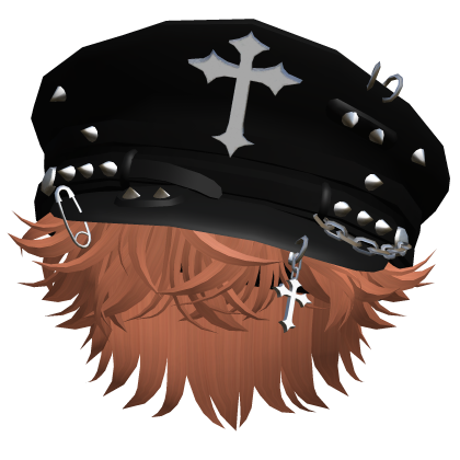 Wavy Messy Hair w Y2K Cap (Ginger) Roblox item