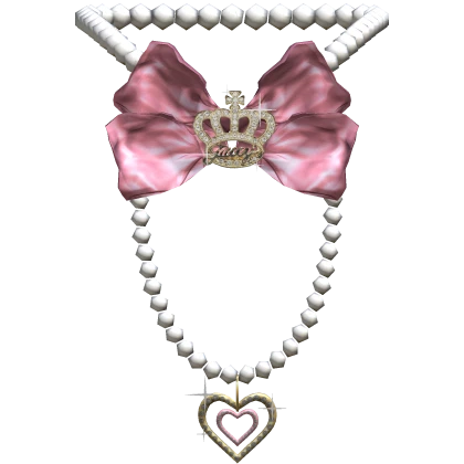 Baby Pink Gyaru Agejo Bow Pearl Necklace | Roblox Item