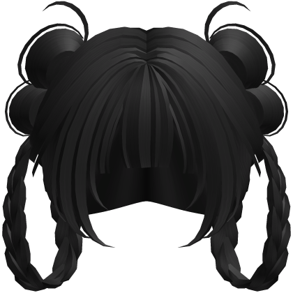 ꒰♡꒱ double braid bun cute hairstyle [Black] Roblox item