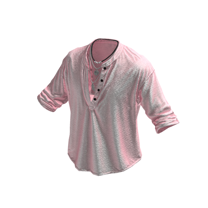 Pink Henley Loose Button Up