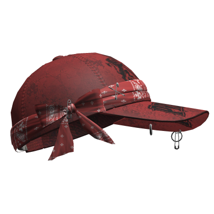 Y2k Tilted Bandana Cap Red&Black