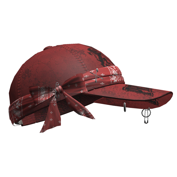 Y2k Tilted Bandana Cap Red&Black