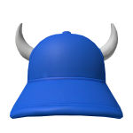 (free) a blue cap with horns