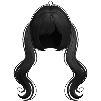 ପ૮๑ᵔ ᵕ ᵔ๑ აଓ cute heart wavy pigtails in black ♡ Roblox item