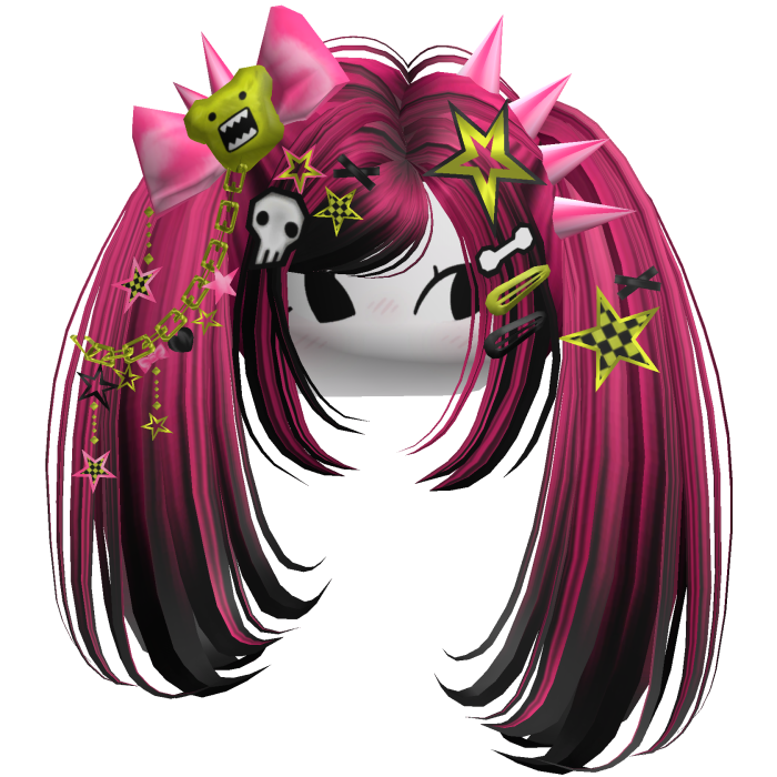 ♡ Scene Spiky Moe Pigtails (Hot Pink)