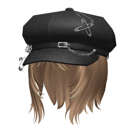 y2k Brown Short Bob w pierced beret Roblox item