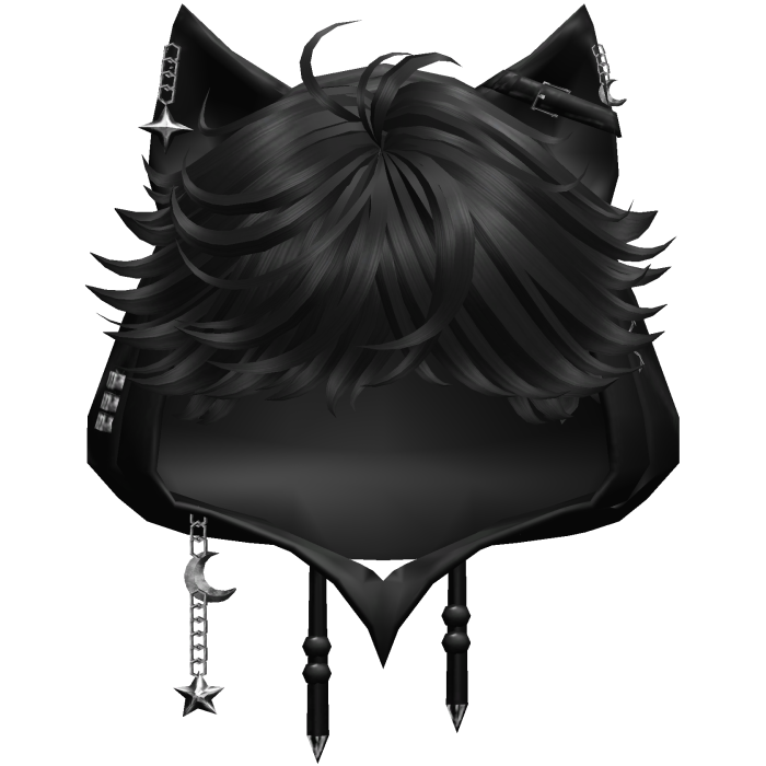 Cute Black hair with a Y2K anime cat hood