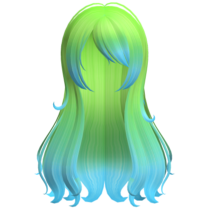 frutiger aero green blue wispy long flowy hair