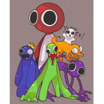 Rainbow friends statue