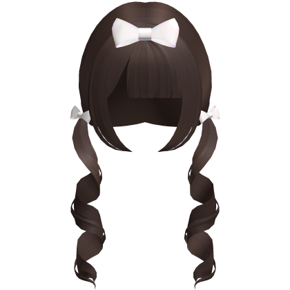 brown long swirly doll pigtails w bows