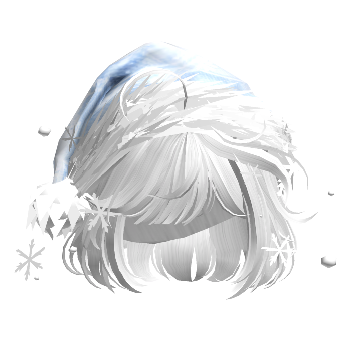 Christmas Cute Hair w/Santa Hat (White)