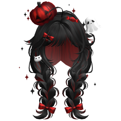 Halloween Cute Pumpkin Braids (Black&Red) Roblox item