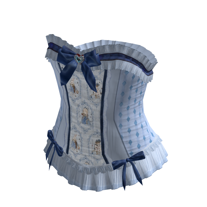 Bow Lace Trim Corset Top (Blue)