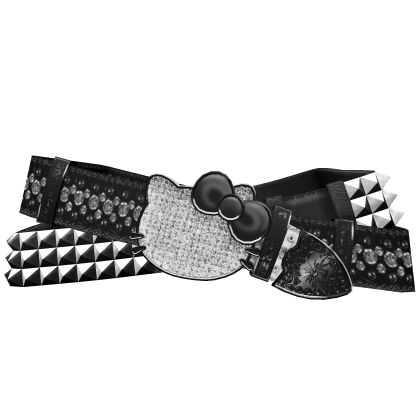 Y2K Studded Double Kitty Rhinestone Belt | Black/B