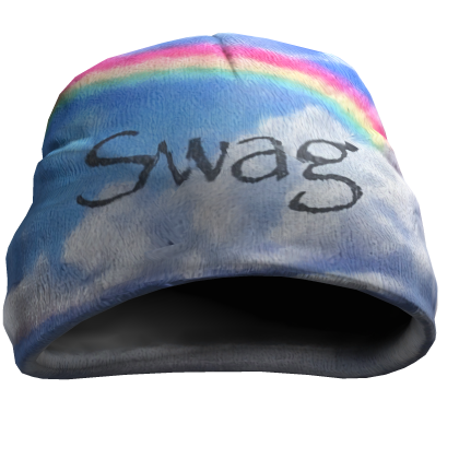 Beanie Swag white with rainbow