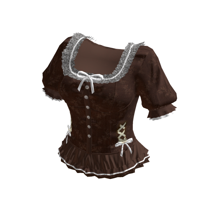 Coquette Lace Trim Button Dress (Brown)