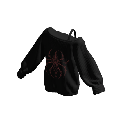 Y2K Spider Off Shoulder Oversized Sweater