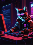 The neon gamer cats