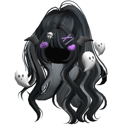 Black&Grey Halloween Hairclips Wavy Half Down