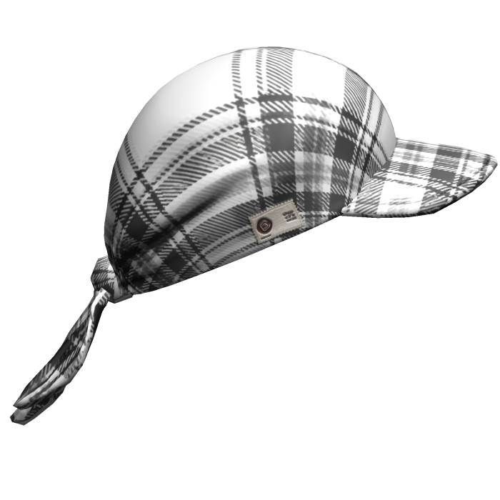 2000s White Plaid Tied Headscarf w/ Baseball Cap