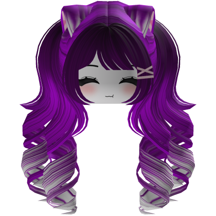Cute hair emo Y2K cat-ear braids (purple)
