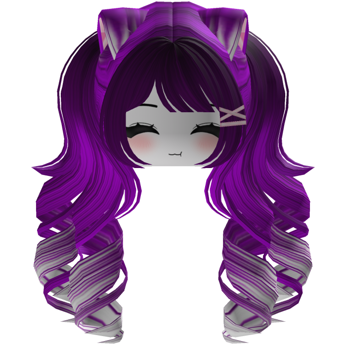 Cute hair emo Y2K cat-ear braids (purple)