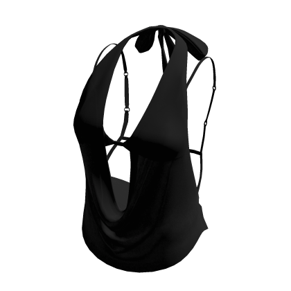 Black Halter Neck Top with Bow BLACK