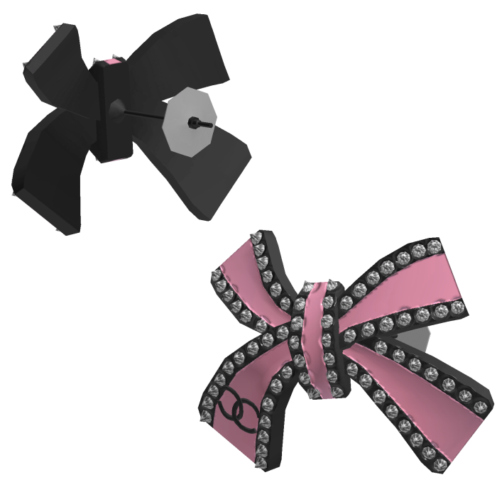 Pink and Black Designer Bow Earrings 