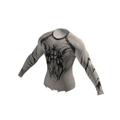Cyber Goth Tribal Top w/ Cross Chain (White)
