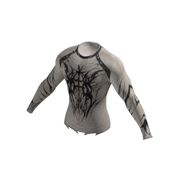 Cyber Goth Tribal Top w/ Cross Chain (White)