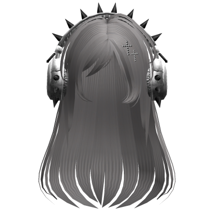 Punk Straight Hair W/ Headphones Grey V2