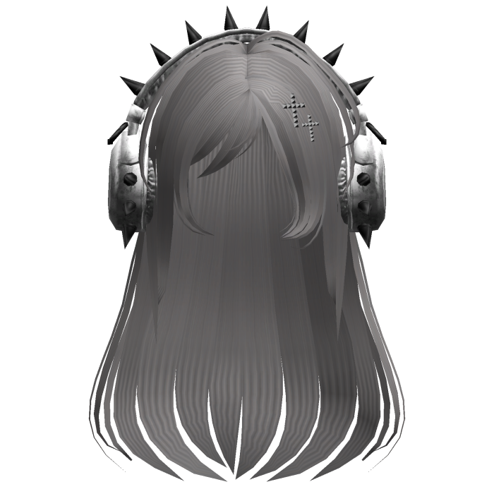 Punk Straight Hair W/ Headphones Grey V2