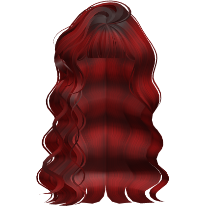 Long Curly Swooped Red Hair with Bangs