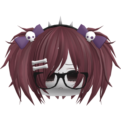 Emo Moe Vkei Red Mini Pigtails /w Glasses
