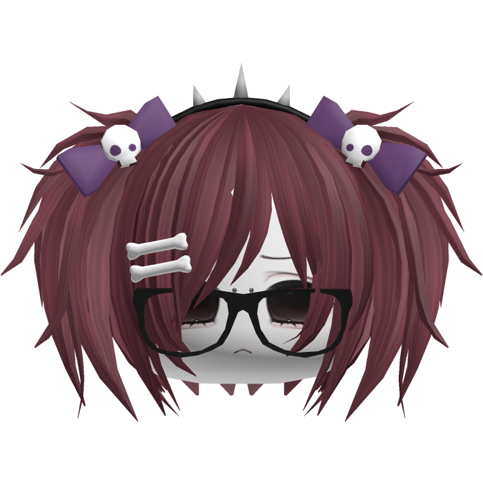 Emo Moe Vkei Red Mini Pigtails /w Glasses