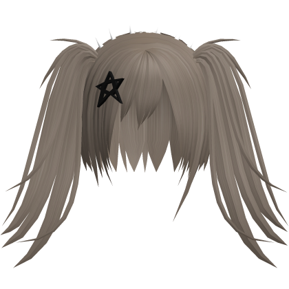 Dust Brown Scene Vkei Long Pigtails w/ Star Clip Roblox item