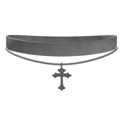 emo choker w cross necklace in silver