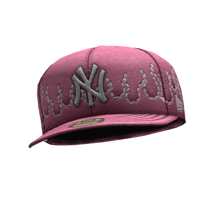 ✤ Pink NY Fitted Cap - Tilted
