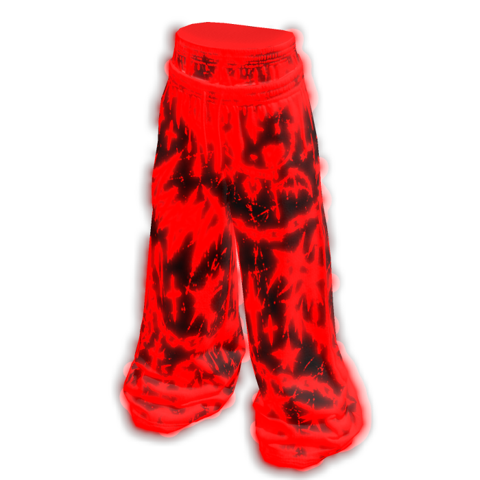 Glowing Emissive Red Graffiti Sagging Sweatpants