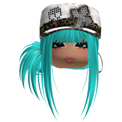 Gyaru Side Bun Hair w/ Cheetah Cap & Earrings
