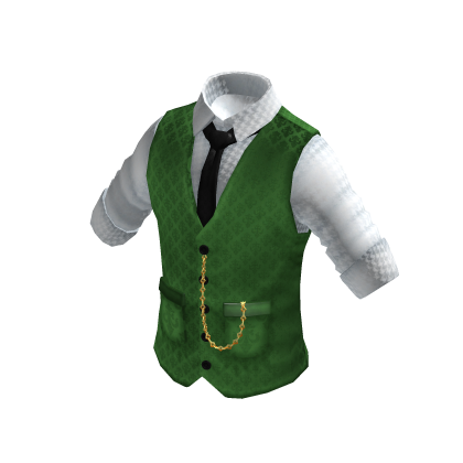 Waistcoat | Rolled up Shirt | White & Green