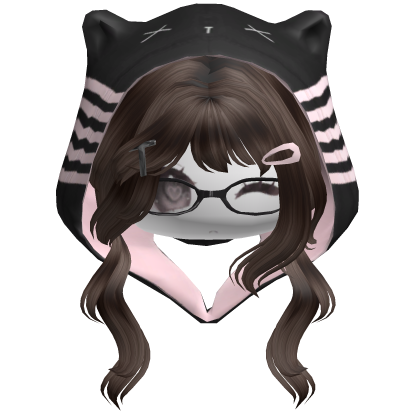 ♡ Short Messy Pigtails W/ Kitty Hoodie