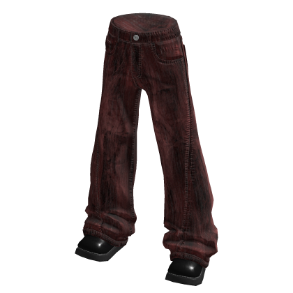 Distressed Baggy Jeans (Maroon)