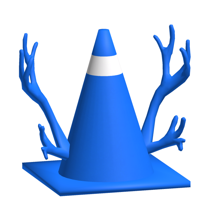 Blue Traffic Cone W/ Antlers
