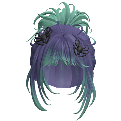 Butterfly Clip Bun Hair - Purple & Mint