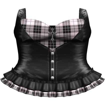 Emo Gothic Plaid Button Up Dress in Black Pink